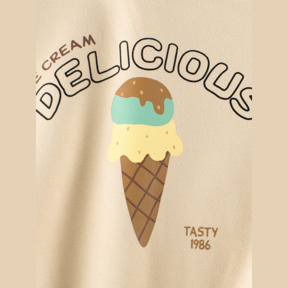 MyKids-USA® Baby Girls Kids Ice-cream and Letters Pattern Crew Neck Long Sleeves Warm Cozy Pullover