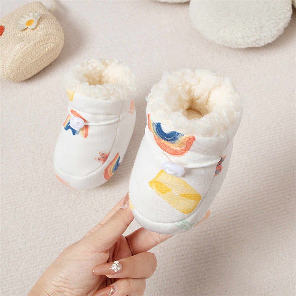 MyKids-USA® Baby Animals Cartoon Print Thickened Cotton-padded Fleece-lined Warm Soft Bottom Shoes