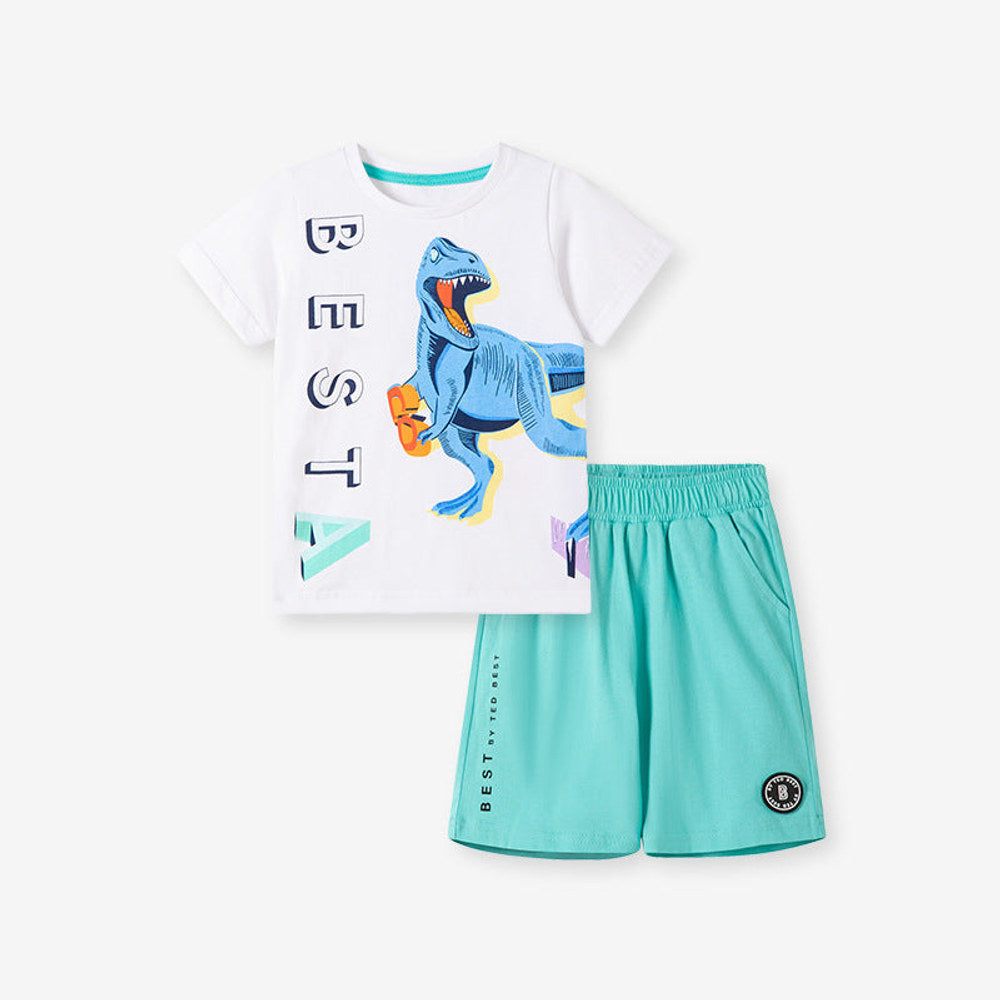 MyKids-USA® Baby Kids Dinosaur Cartoon Pattern T-shirt and Shorts Clothing Set for Boys