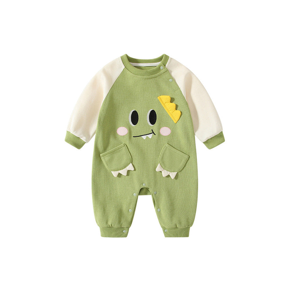 MyKids-USA® Baby Cartoon Dragon Pattern Color Patchwork Romper