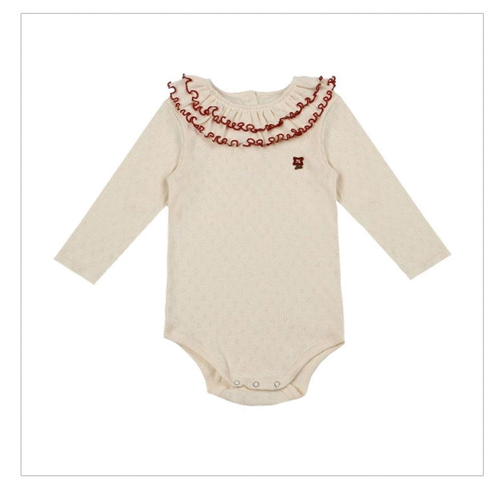MyKids-USA® Baby Girls Long Sleeves Ruffle Design bodysuit Bodysuits with Simple Embroidery