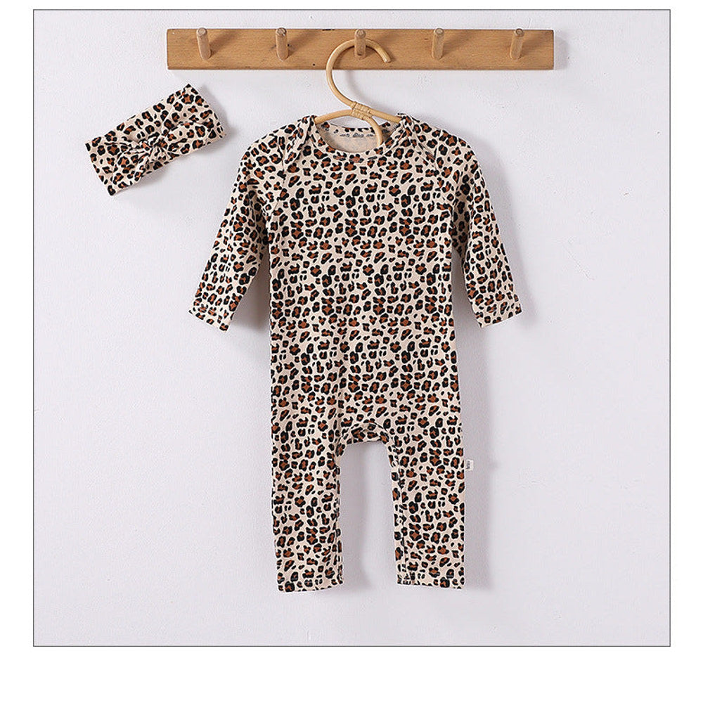 MyKids-USA® Baby Unisex Long Sleeves Leopard Pattern Rompers and bodysuit