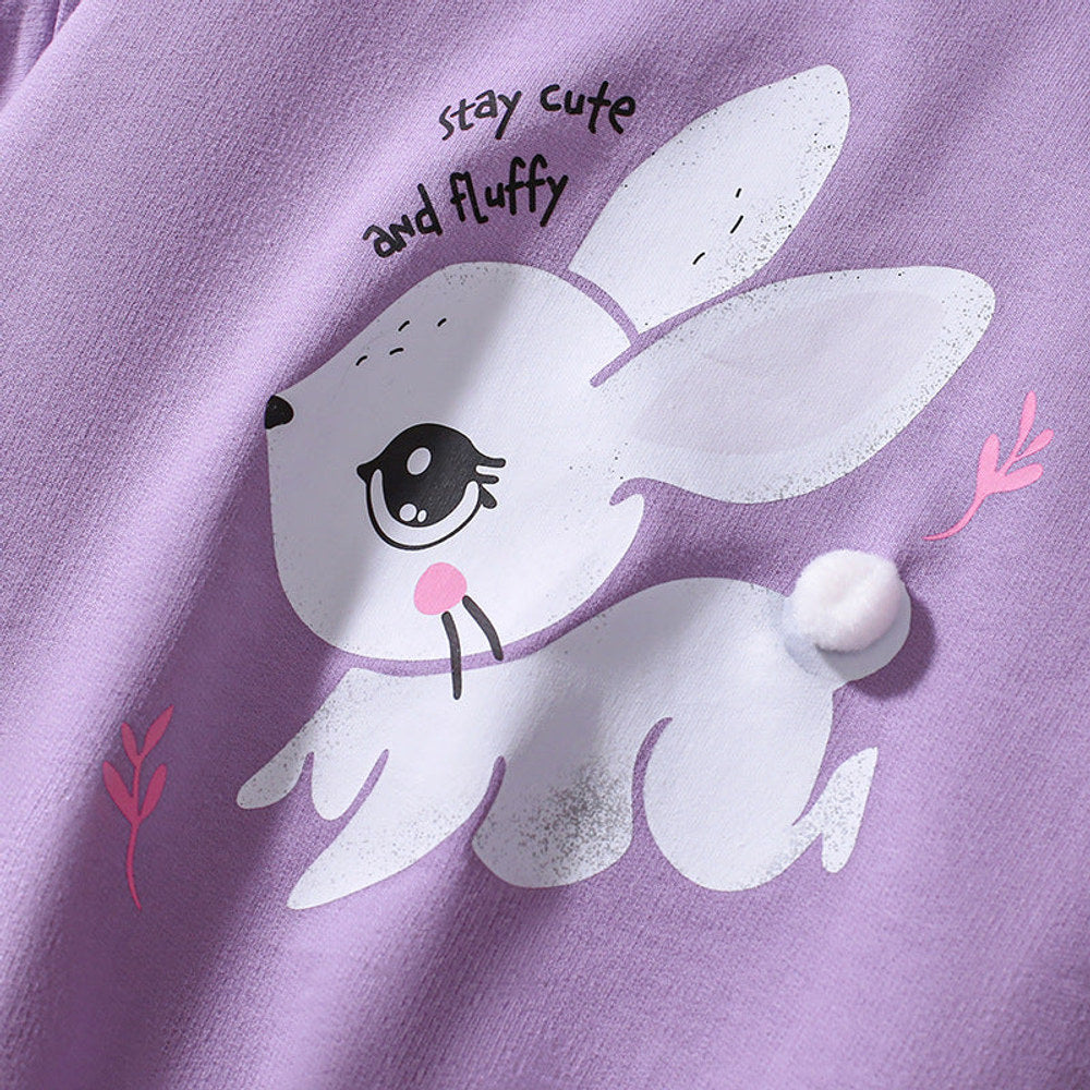 MyKids-USA® Set of Girls’ Animals Cartoon Pattern Short Sleeves T-shirt and Shorts in European and American Style