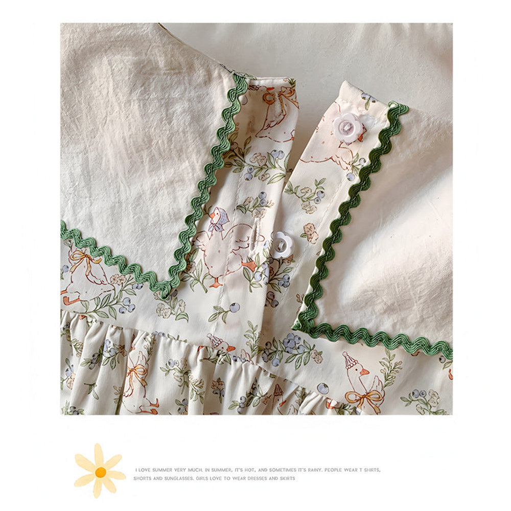 MyKids-USA® Baby Kids Girls French Sleeveless Floral Pattern Printed Dress