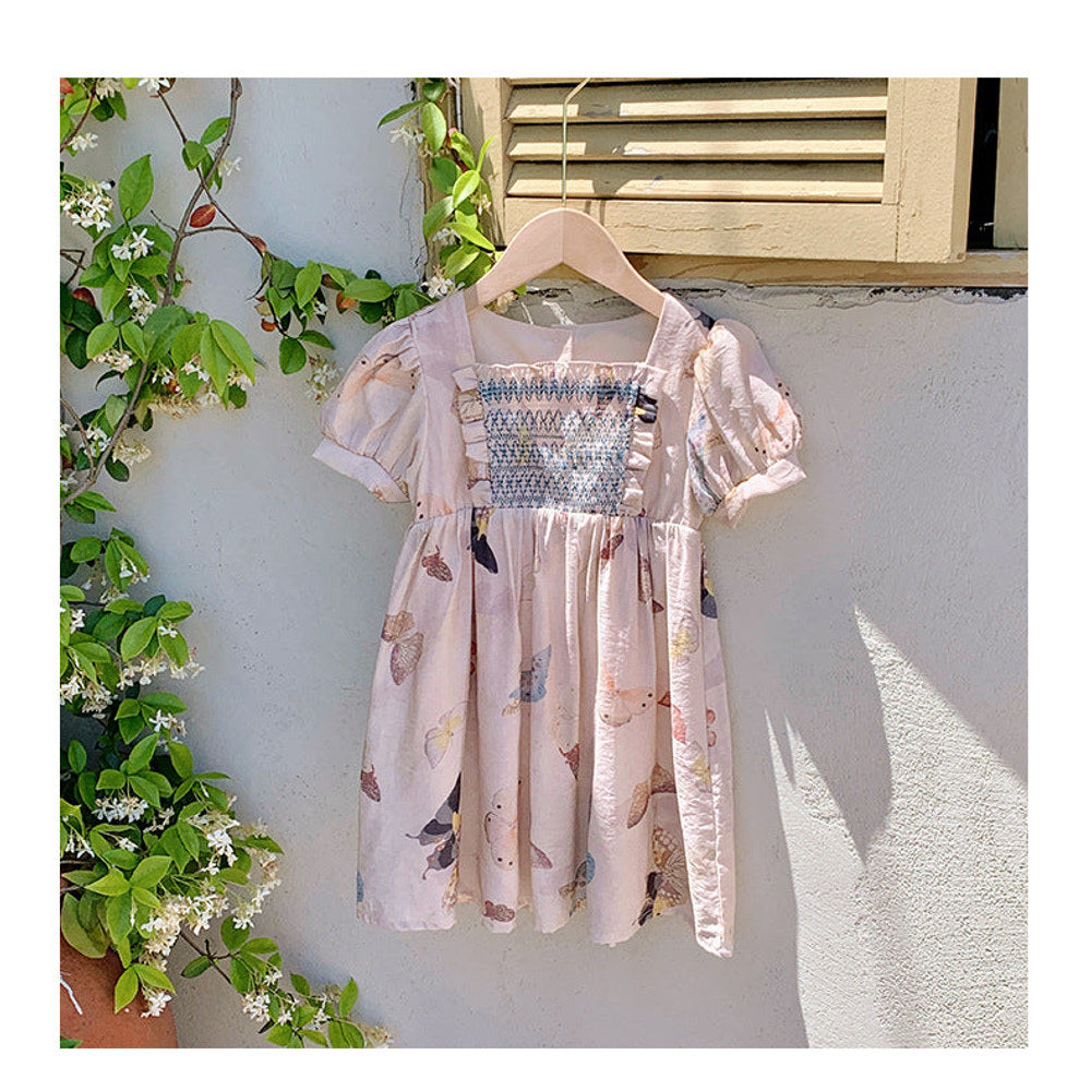 MyKids-USA® Baby Kids Girls Short Sleeves Butterfly Pattern Printed Dress