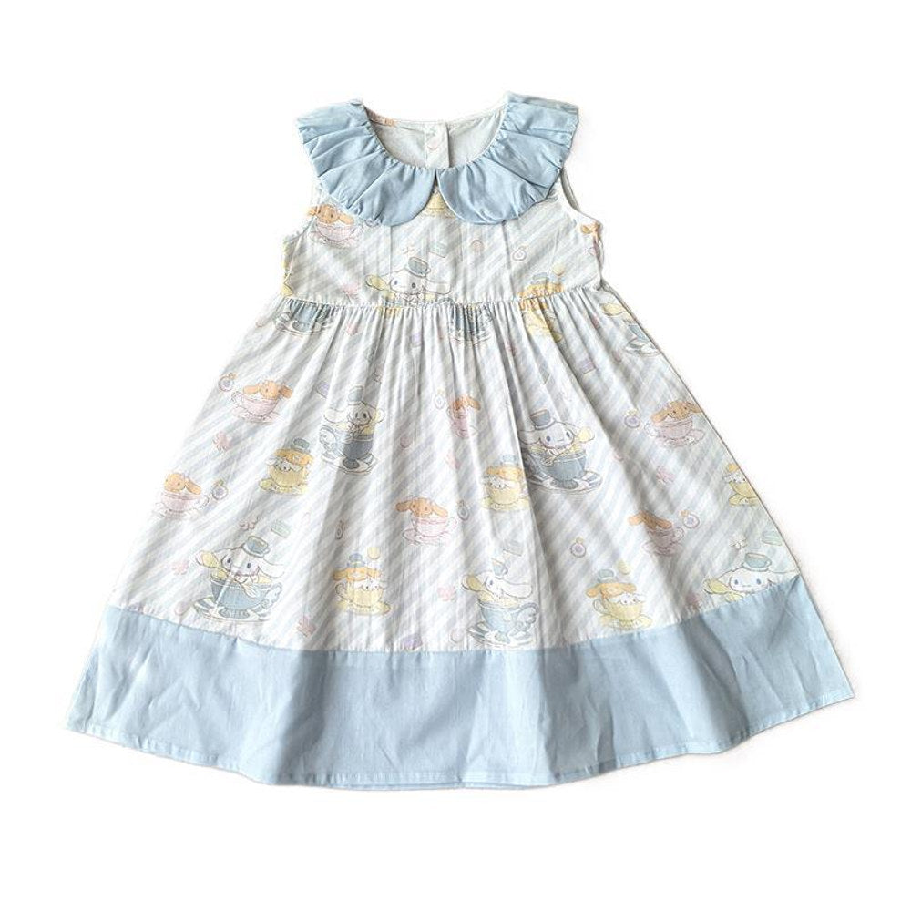 MyKids-USA® Puppy Cartoon Pattern Printed Sleeveless Dress for Stylish Girls
