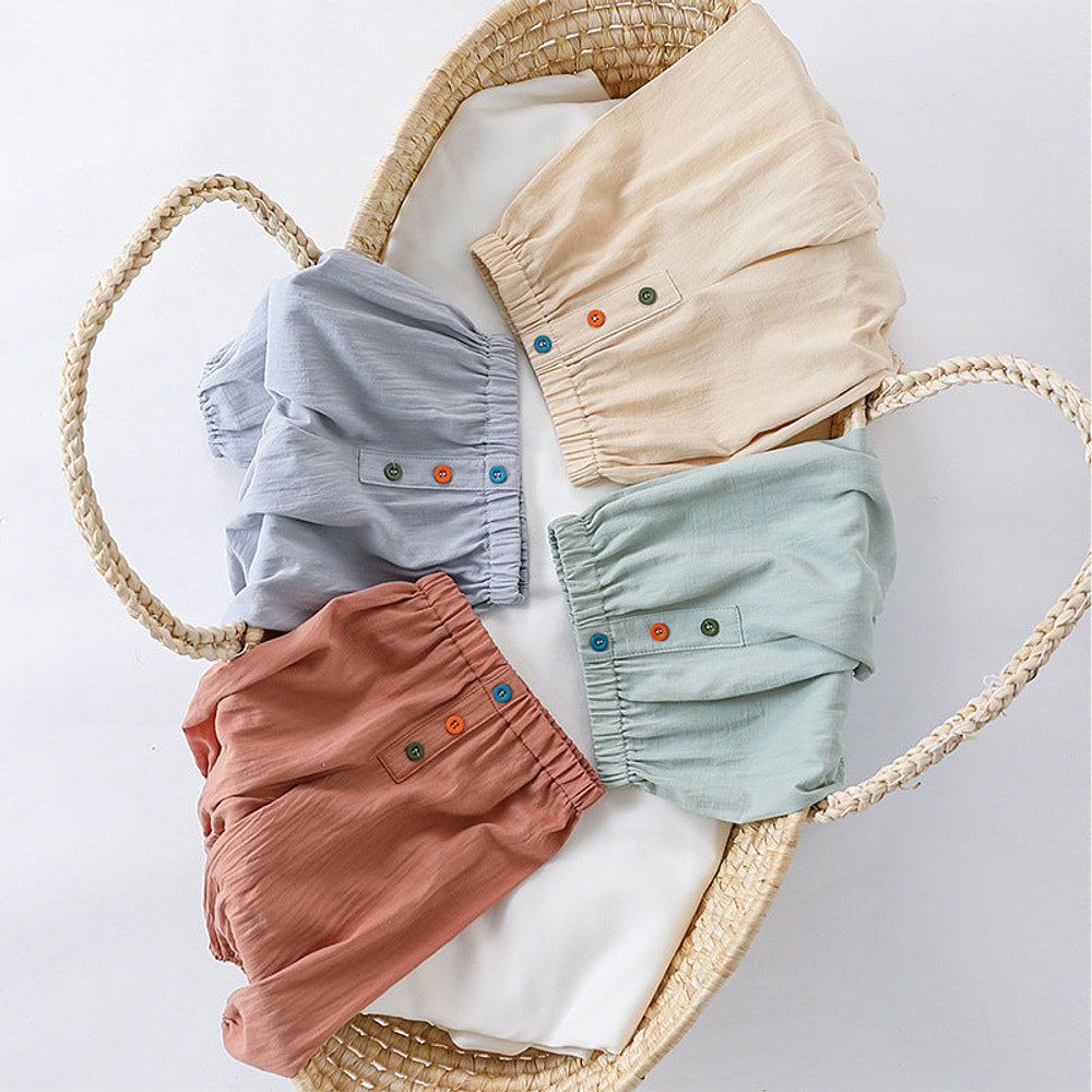 MyKids-USA® Children’s Comfortable Colorful Buttons Fashion Casual Plain Pants – Trousers