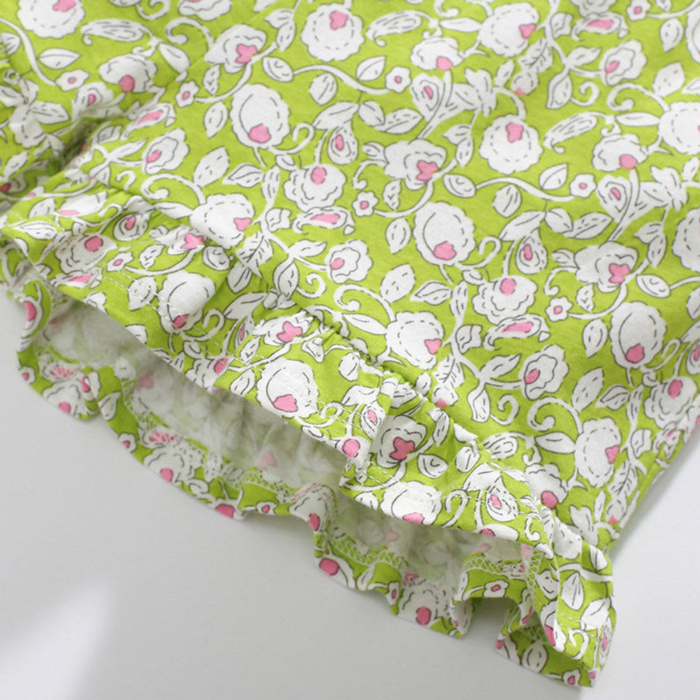 MyKids-USA® Baby Kids Flower Pattern Vest and Green Shorts Clothing Set for Girls