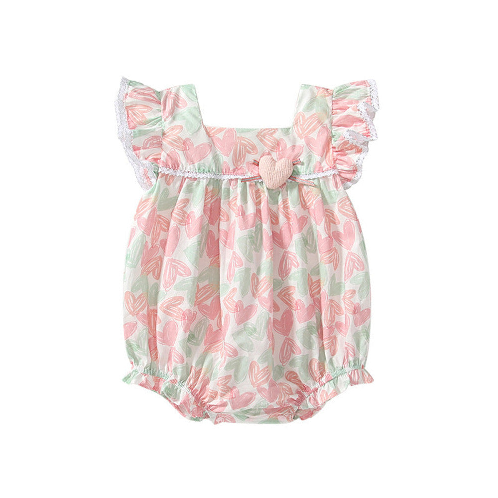 MyKids-USA® Baby Girls Cute Hearts Pattern Fly Sleeves bodysuit