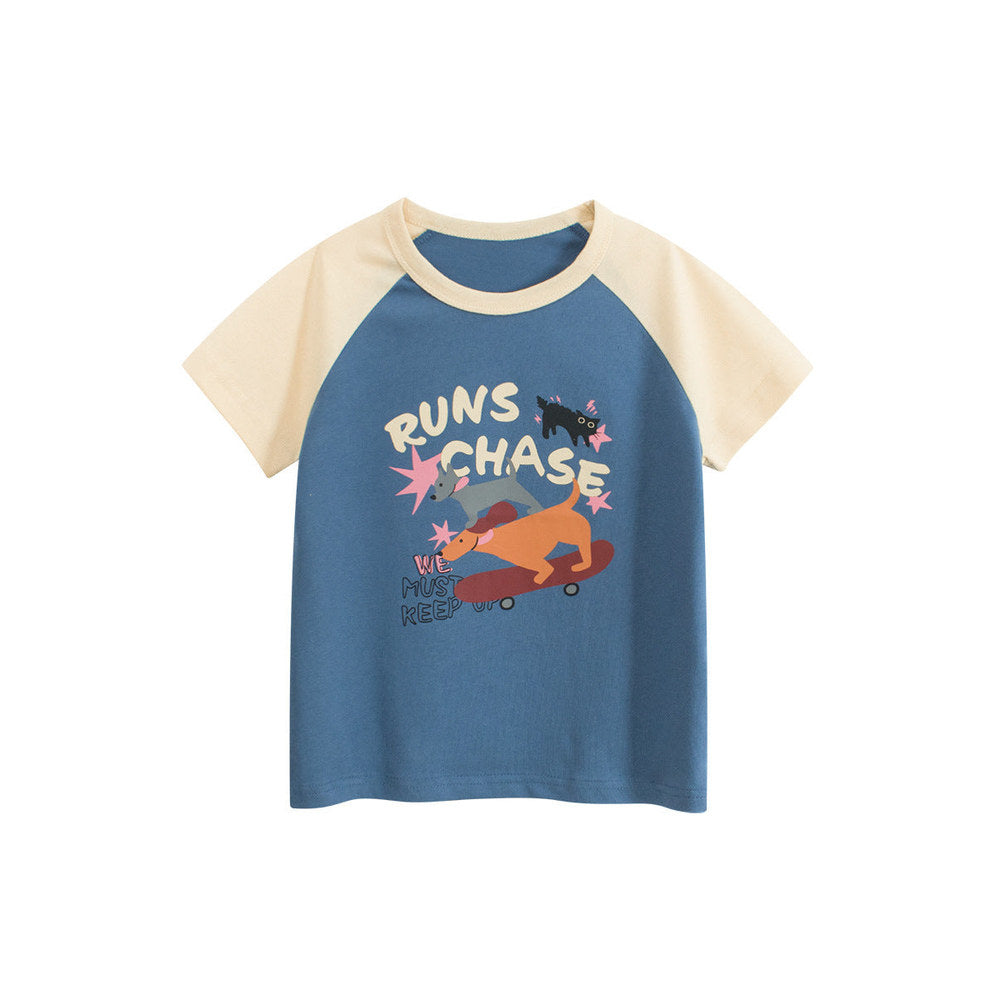 MyKids-USA® Girls’ Cartoon and Letters Printed T-shirt in European and American Style