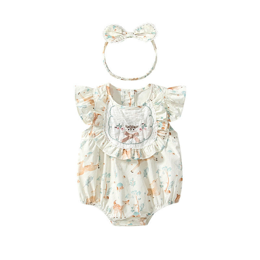 MyKids-USA® Baby Girls Cute Animals and Floral Pattern Fly Sleeves bodysuit