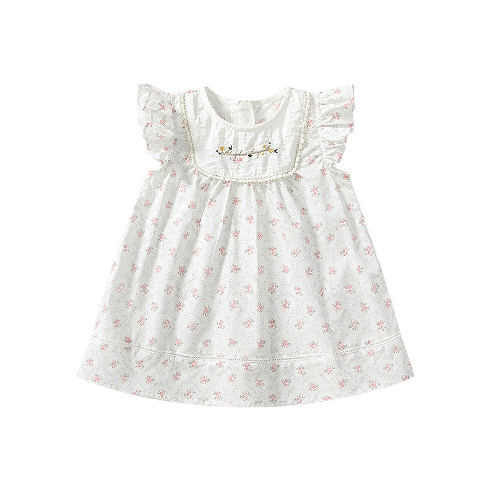 MyKids-USA® Baby Girls Cute Floral Embroidered and Printed Pattern Fly Sleeves Dress