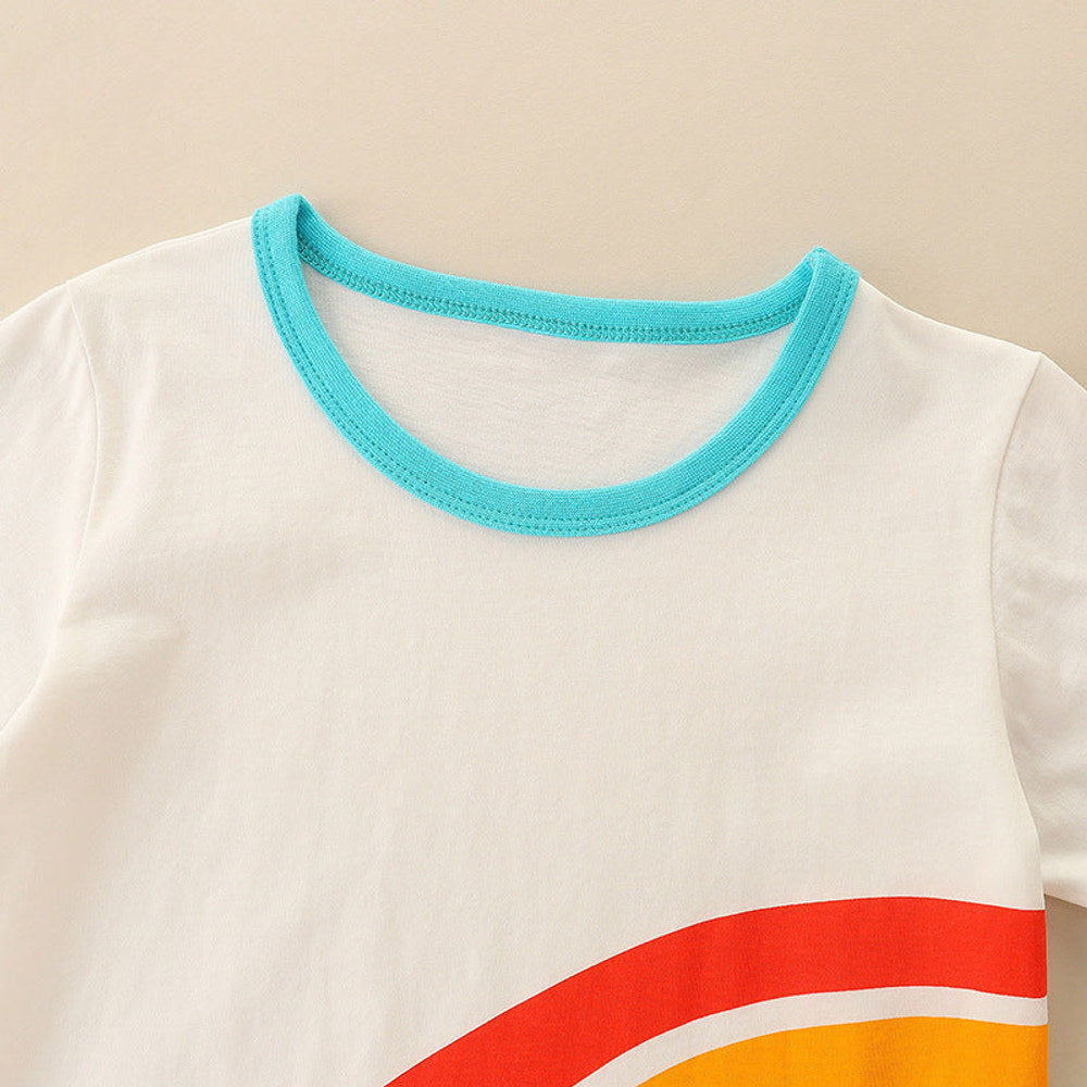 MyKids-USA® Boys’ Colorful Rainbow Pattern T-shirt in European and American Style