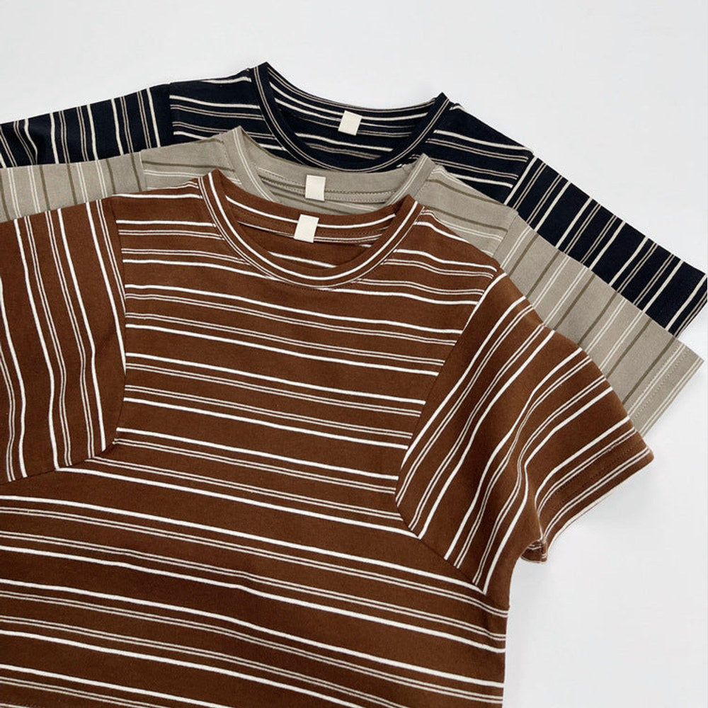MyKids-USA® Kids Unisex Comfortable Short Sleeves Striped Pattern Top Casual T-shirt