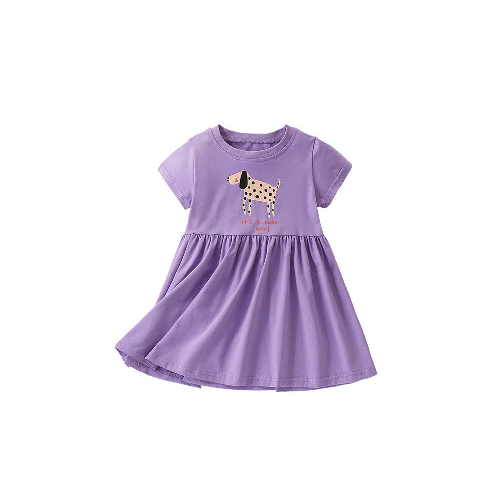 MyKids-USA® Animals Cartoon Pattern Short Sleeves Dress for Stylish Girls