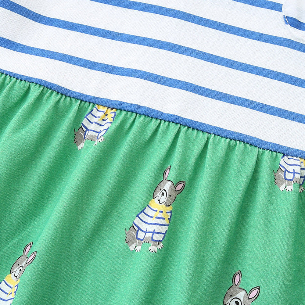 MyKids-USA® Pure Cotton Cartoon Puppy Pattern Short Sleeves Dress for Stylish Girls