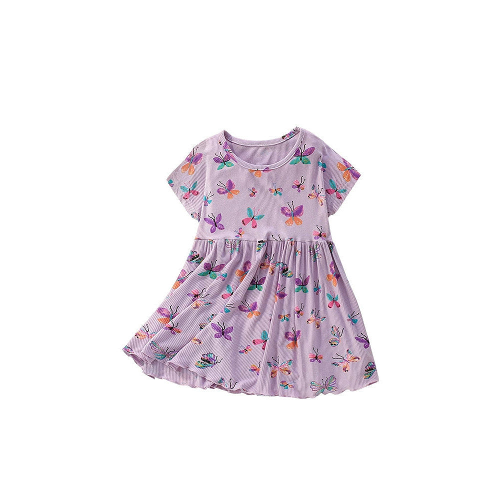 MyKids-USA® Butterfly Pattern Short Sleeves Dress for Stylish Girls