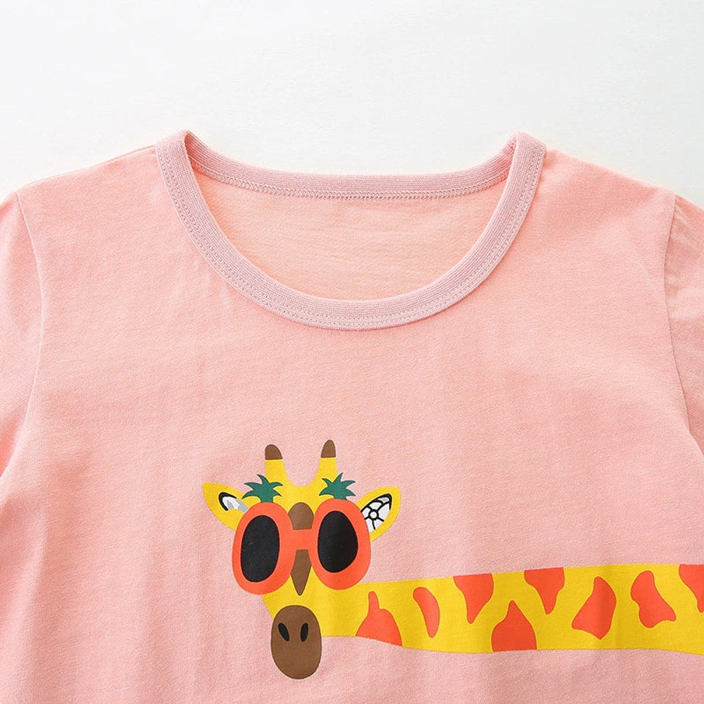 MyKids-USA® Girls’ Cartoon Animals Pattern T-shirt in European and American Style