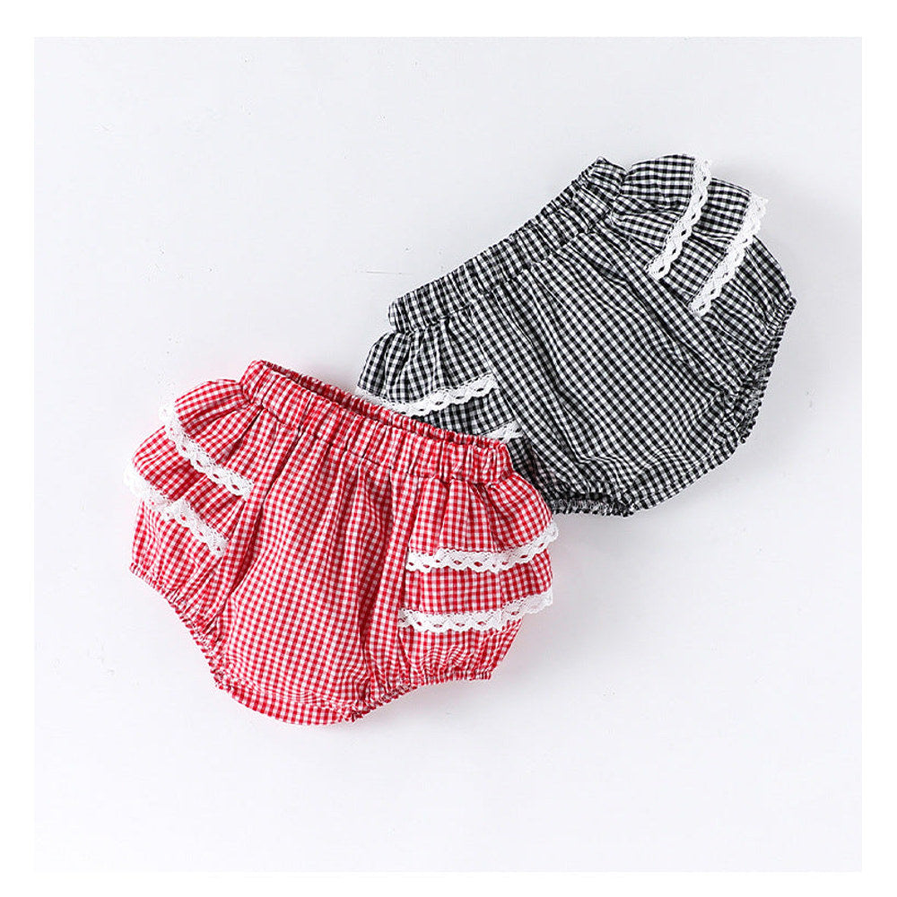 MyKids-USA® Baby Girls Fly Sleeves Floral Pattern Top and Plaid Bloomers Clothing Sets