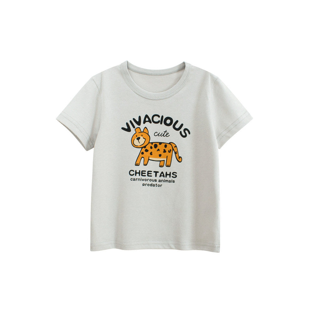 MyKids-USA® Boys’ Tiger and Letters Pattern T-shirt in European and American Style