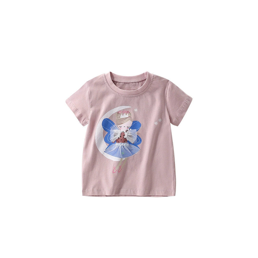 MyKids-USA® Girls’ Fairy Cartoon Pattern Printed T-shirt in European and American Style