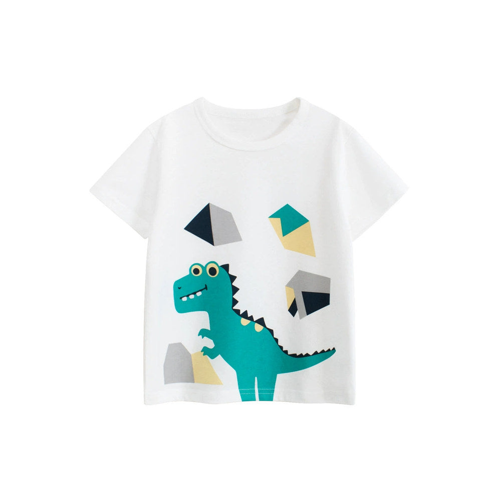 MyKids-USA® Summer Boys’ Animals Cartoon and Geometric Pattern T-shirt in European and American Style