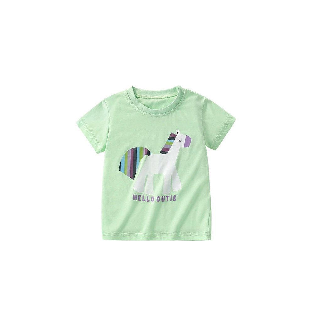 MyKids-USA® Summer Arrival Unisex Kids’ Horse Cartoon Pattern T-shirt in European and American Style