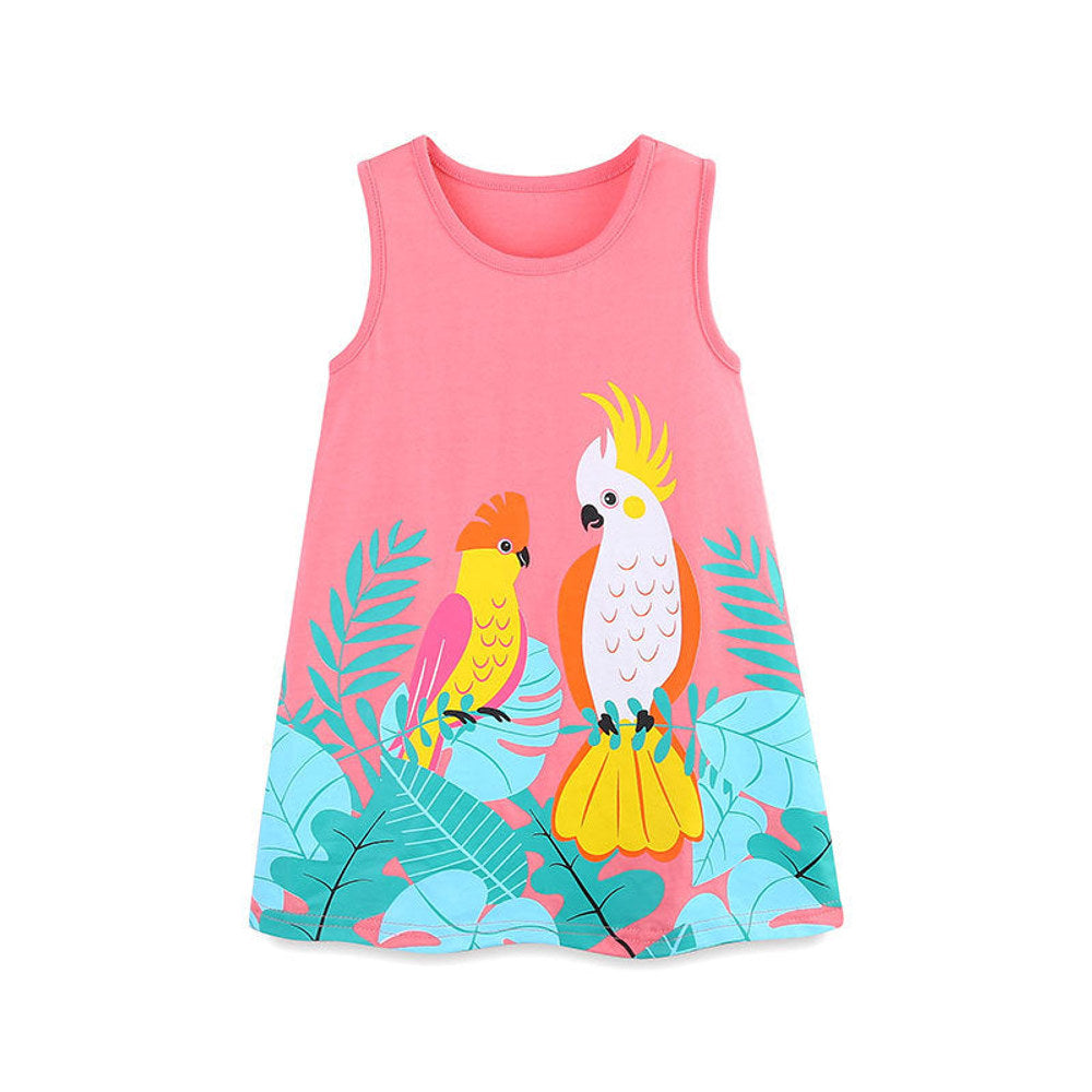 MyKids-USA® Summer Hot Selling Cute Cartoon Pattern Sleeveless Dress for Stylish Girls