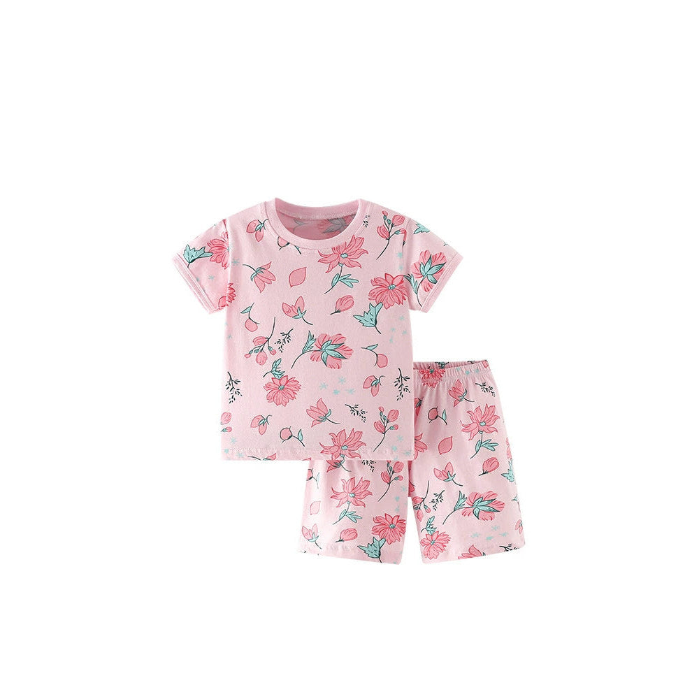 MyKids-USA® Baby Kids Flowers Pattern T-shirt and Shorts Clothing Set for Girls