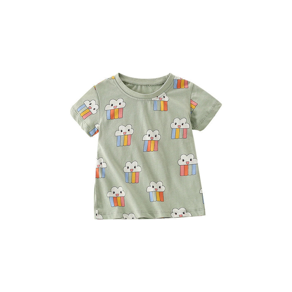MyKids-USA® Girls’ Cute Ice-cream Cartoon Pattern Short Sleeves T-shirt in European and American Style