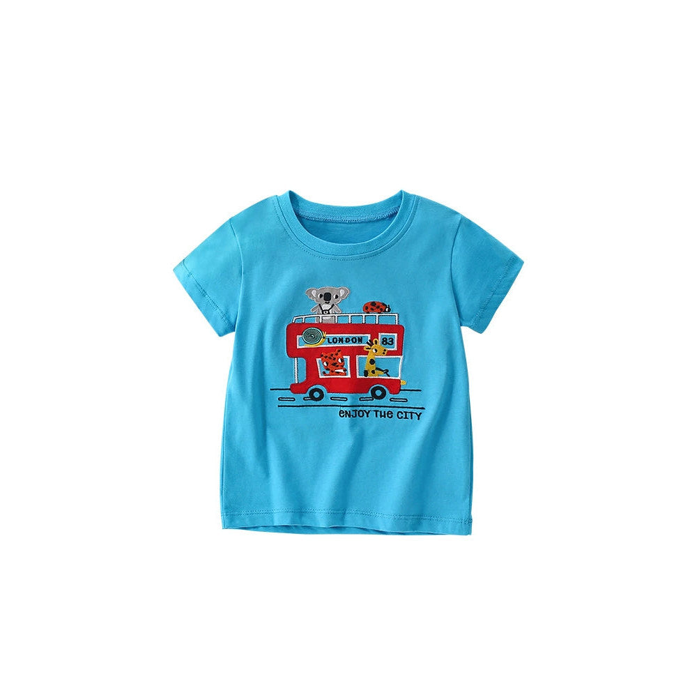 MyKids-USA® Boys’ English Elements and Animals Cartoon Pattern T-shirt in European and American Style