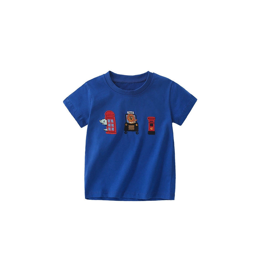 MyKids-USA® Boys’ English Elements and Animals Cartoon Pattern T-shirt in European and American Style