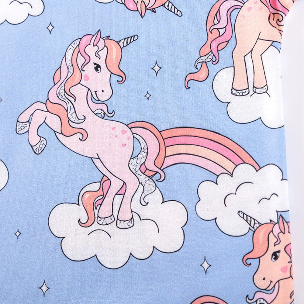 MyKids-USA® Kids Girls Unicorn Cartoon Pattern Crew Neck Long Sleeves Top Sweatshirt
