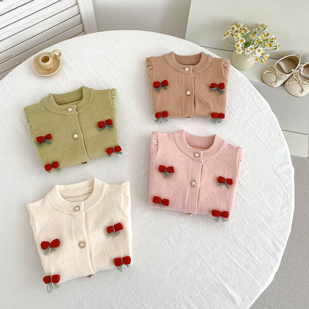 MyKids-USA® Baby Girls Comfortable Flowers and Hollow-out Pattern Knitted Long Sleeves Cardigan
