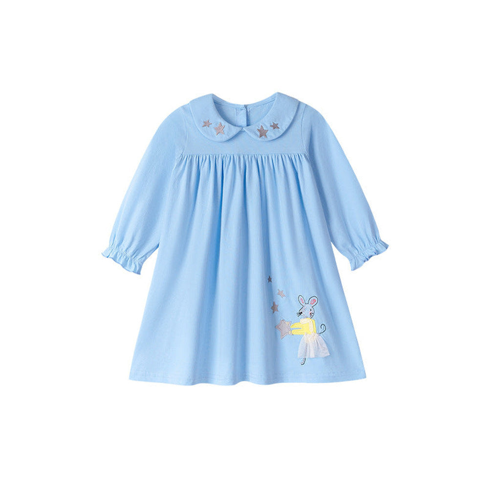 MyKids-USA® Stars and Animals Cartoon Pattern Long Sleeves Dress for Stylish Girls