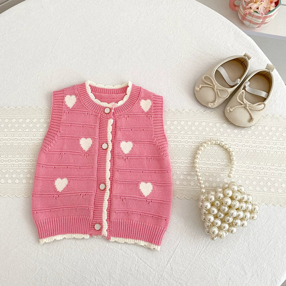 MyKids-USA® Baby Unisex Comfortable Hearts Pattern Knitted Sleeveless Vest