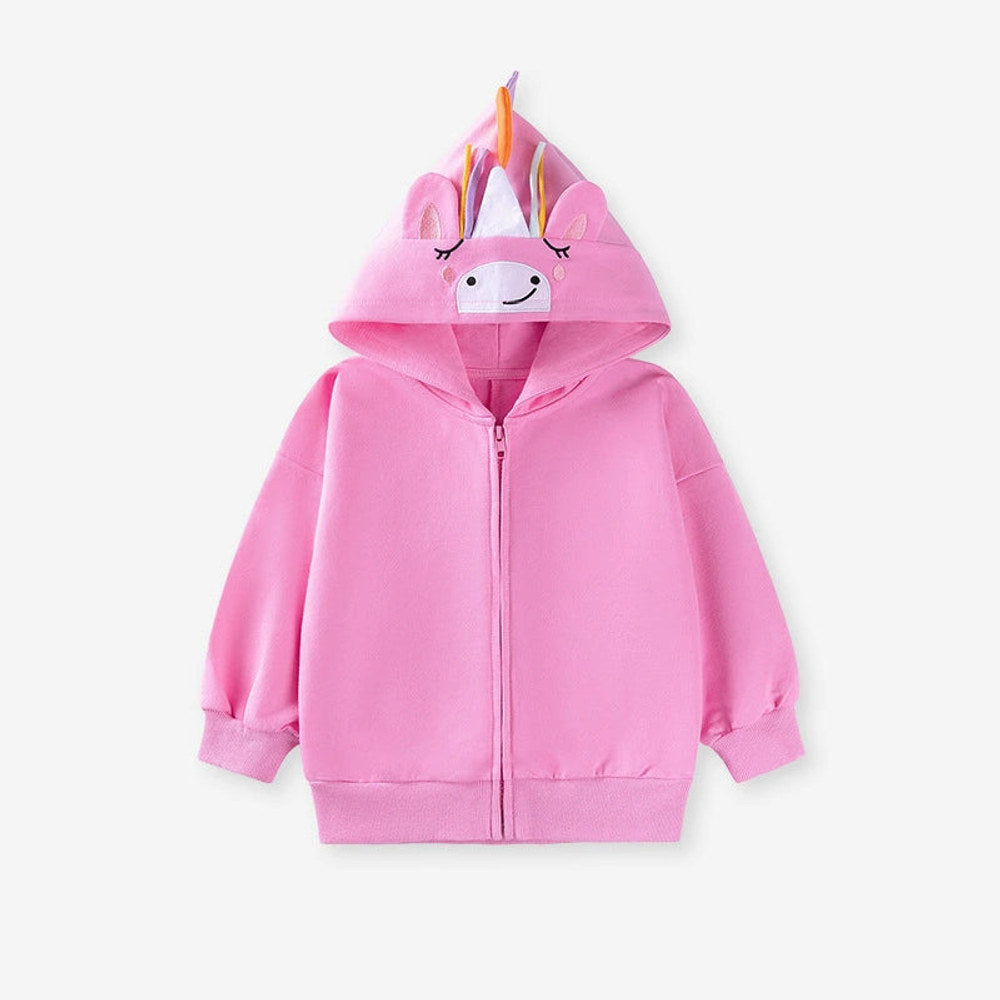 MyKids-USA® Girls Cartoon Pattern Long Sleeves Zip-up Hooded Coat