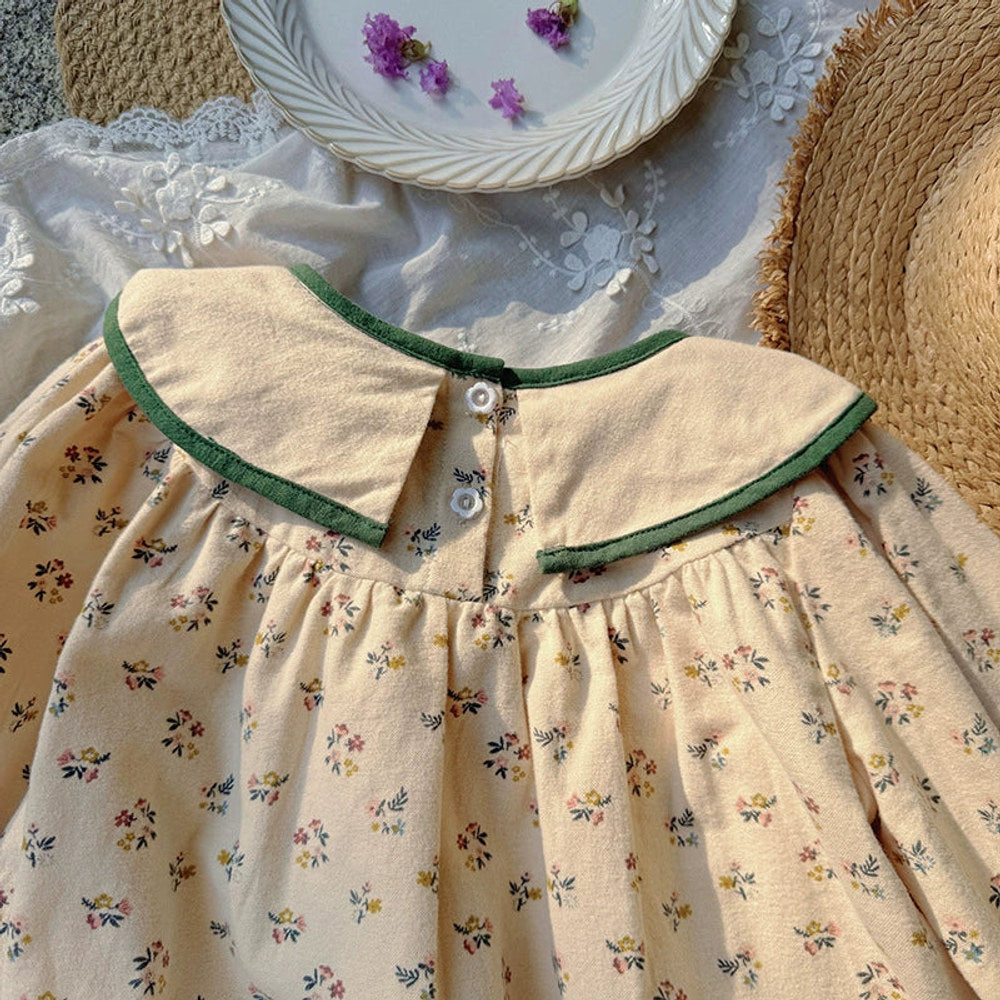 MyKids-USA® Baby Kids Girls French Style Floral Pattern Long Sleeves Dress