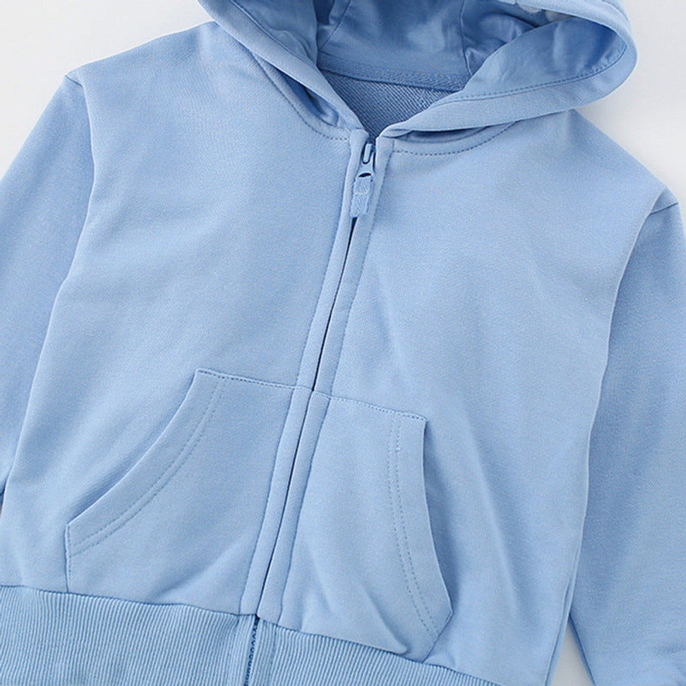 MyKids-USA® European and American Style Girls’ Hooded Zip-up Solid Color Coat with Long Sleeves