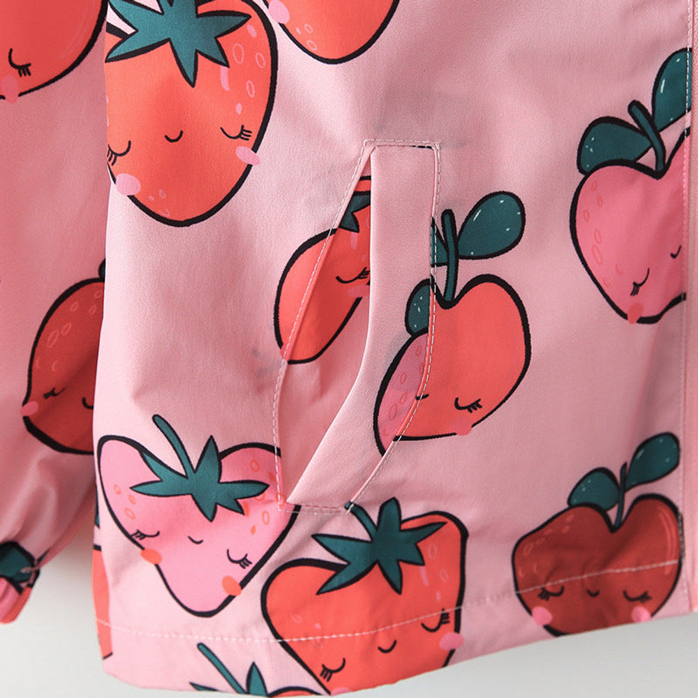 MyKids-USA® European and American Style Girls’ Hooded Zip-up Fruits Cartoon Pattern Coat with Long Sleeves