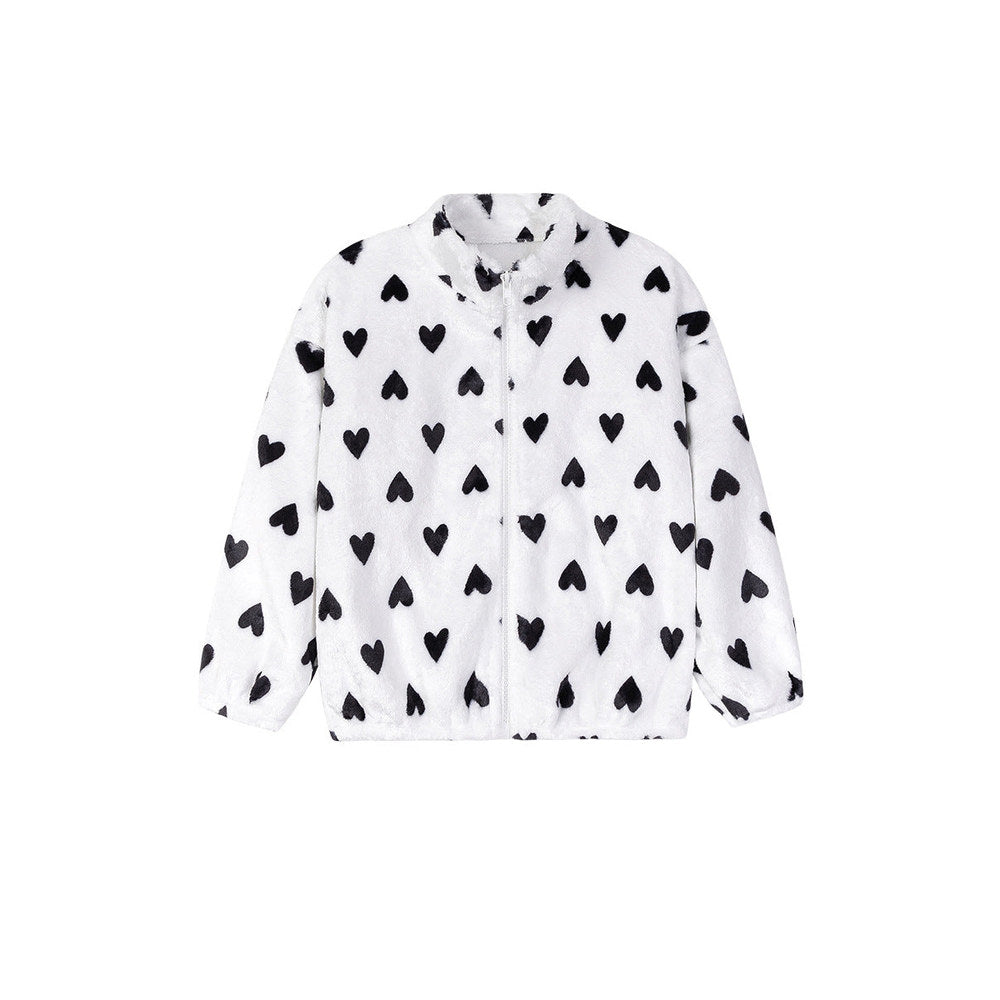 MyKids-USA® Baby Kids Girls Long Sleeves Fleece-line Hearts Pattern Coat
