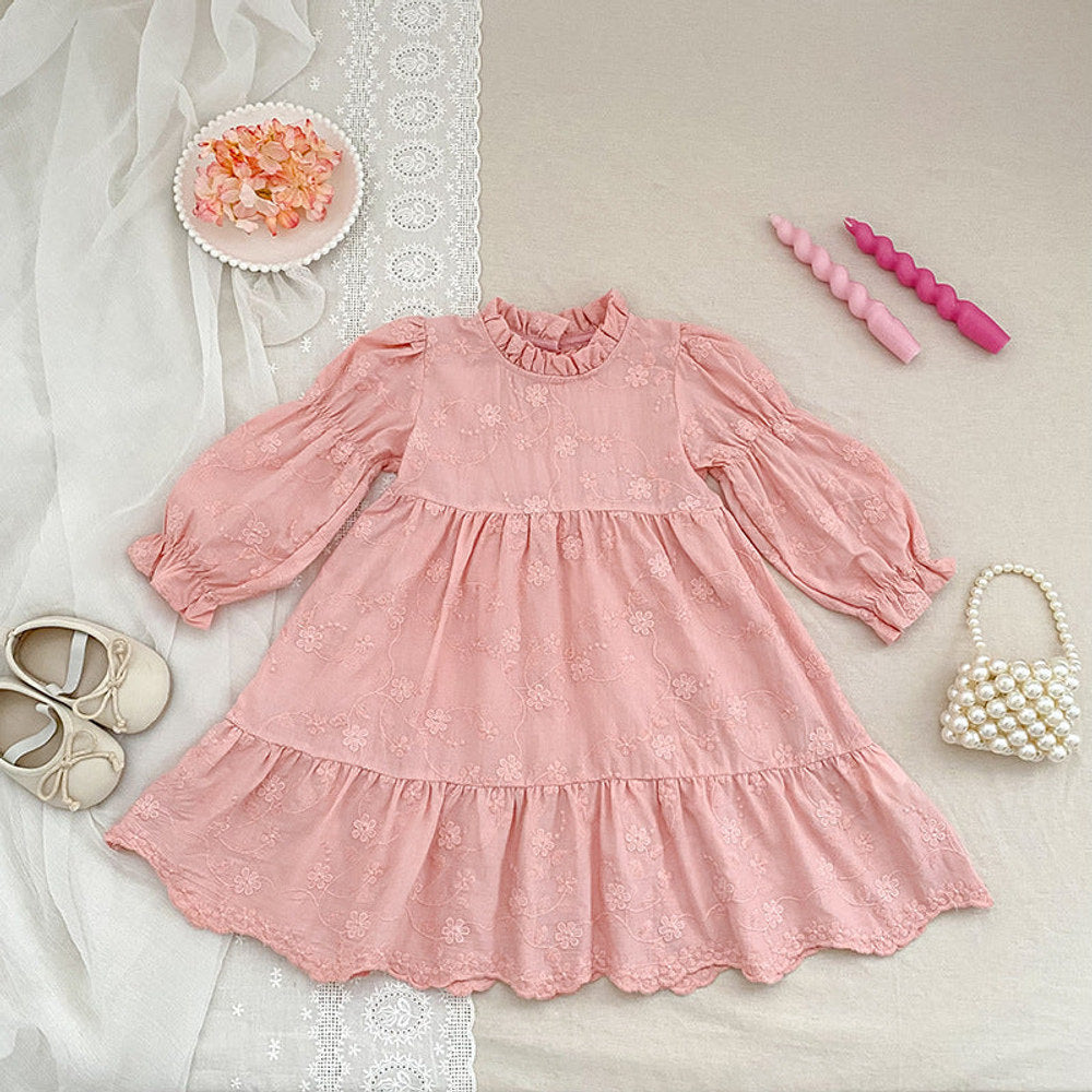 MyKids-USA® Autumn Baby Girls French Style Flowers Pattern Long-sleeved bodysuit and Dress – Princess Sister Matching Set