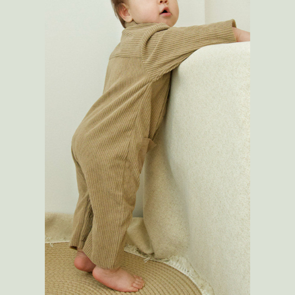 MyKids-USA® Baby Unisex Long Sleeves Solid Color Corduroy Rompers