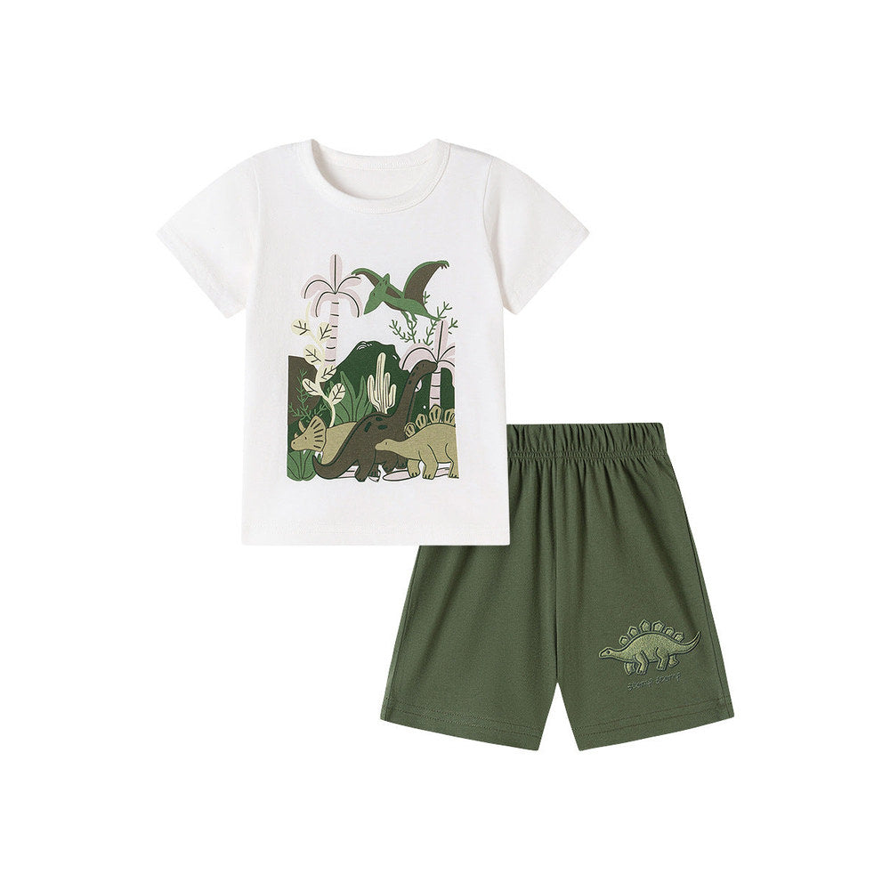 MyKids-USA® Summer Hot Selling Baby Kids Boys Short Sleeves Cartoon Pattern T-shirt and Shorts Clothing Set
