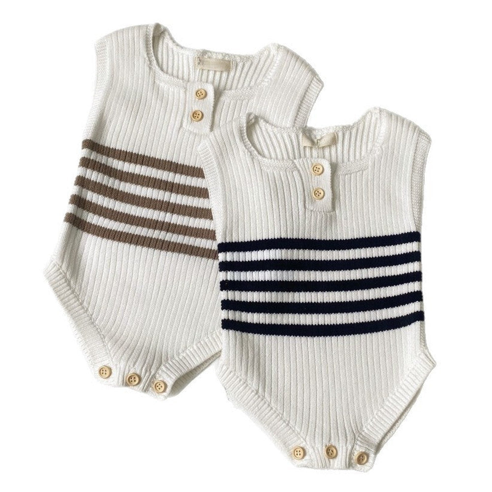 MyKids-USA® Baby Unisex Knitted Sleeveless Striped Pattern Bodysuit