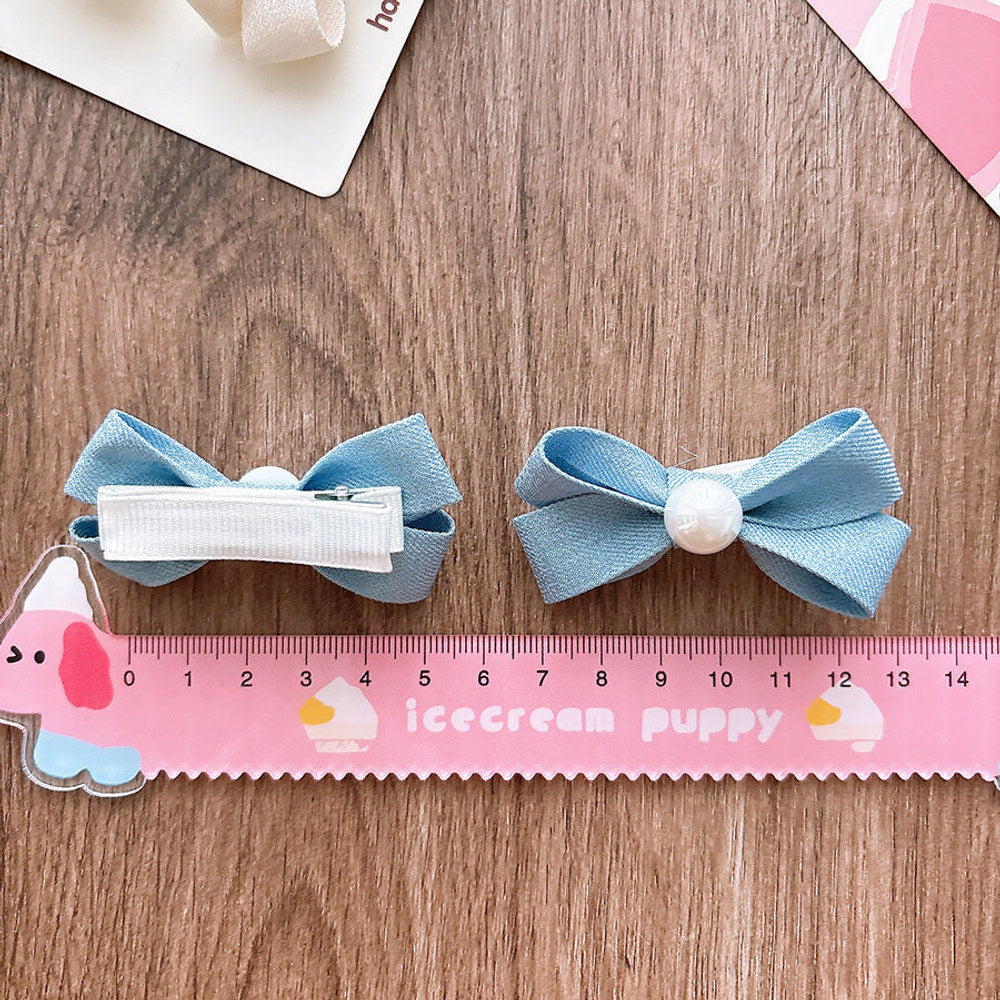 MyKids-USA® Collection of 2 Versatile Butterfly-bows Pattern Beaded Hair Clips