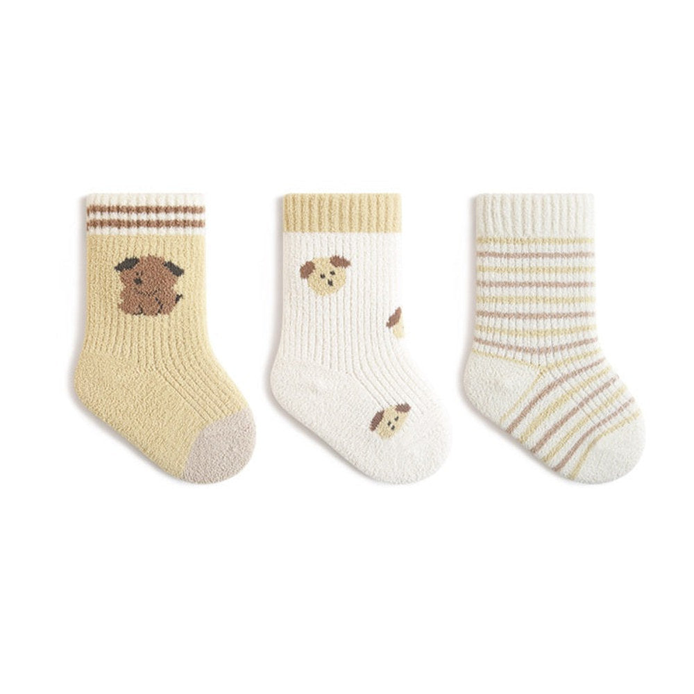 MyKids-USA® Baby Boys and Girls Cute Cartoon and Striped Pattern Socks 1 Lot=3-Pair Set