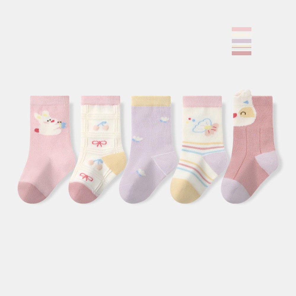 MyKids-USA® Baby Boys and Girls Cute Cartoon and Striped Pattern Socks 1 Lot=5-Pair Set