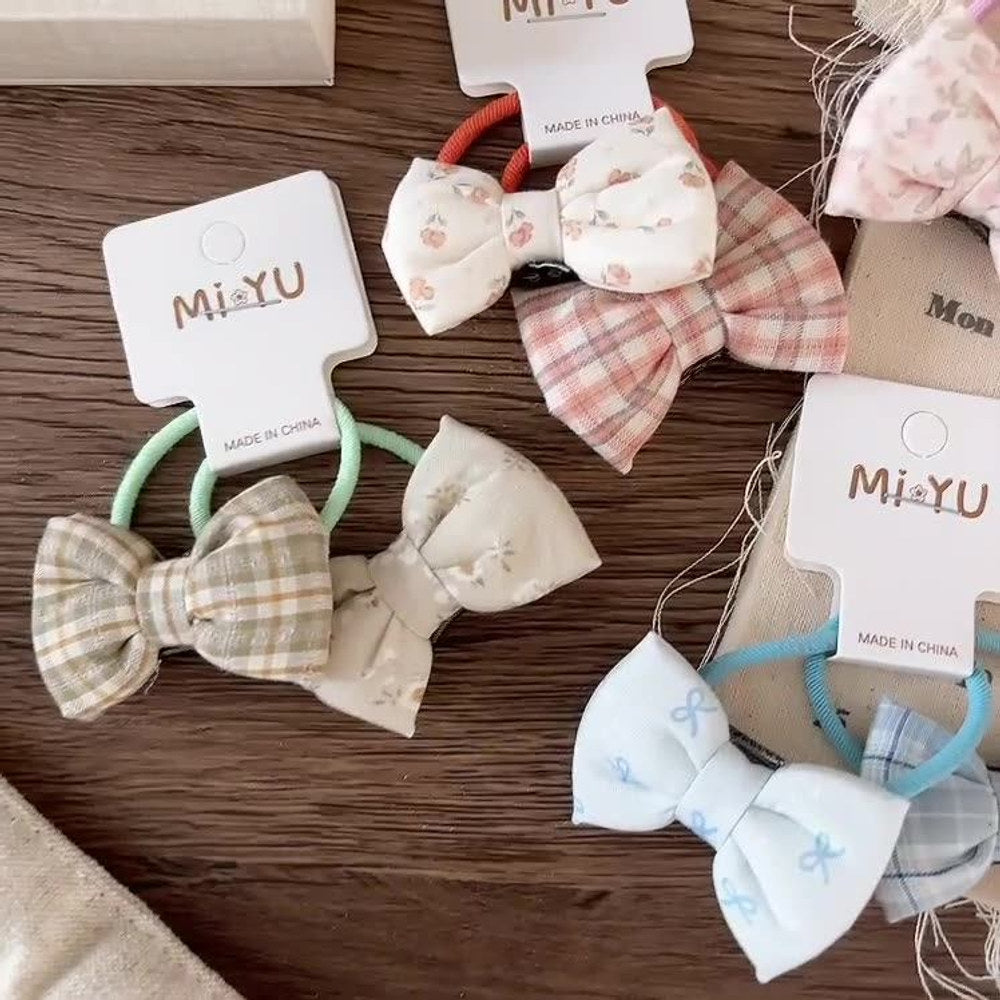 MyKids-USA® Collection of 2 Versatile Sweet Butterfly-bow Pattern Hair Ties