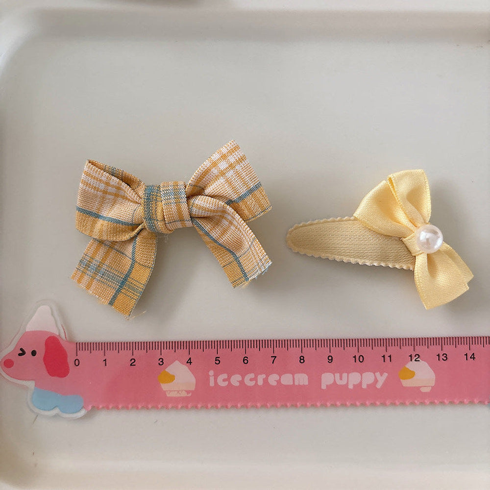 MyKids-USA® Collection of 2 Versatile Flowers and Plaid Pattern Hair Clips
